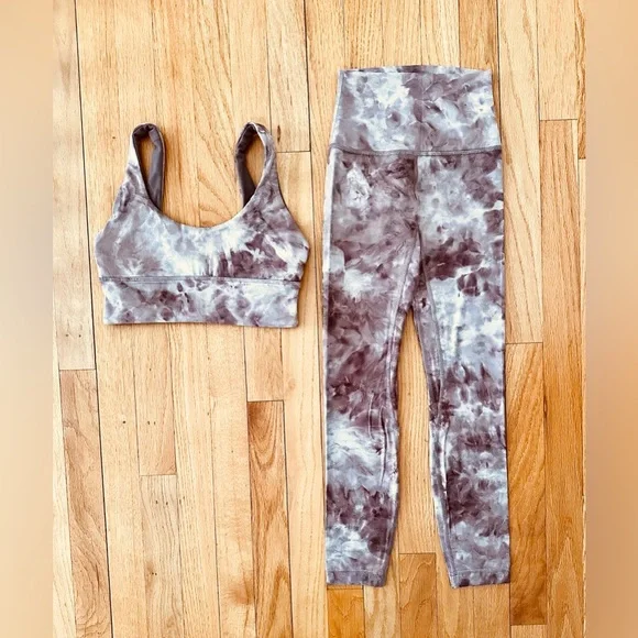 Lululemon Align Bra Shine Diamond Dye Misty Shell Cacao Diffuse Dot Foil Size 4 - Picture 2 of 9